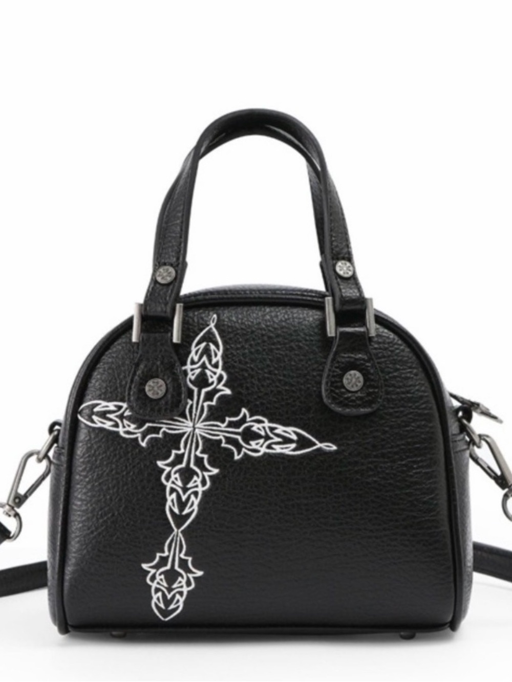 Von Dutch Black Dome Satchel with White Logo - Picture 5 of 7
